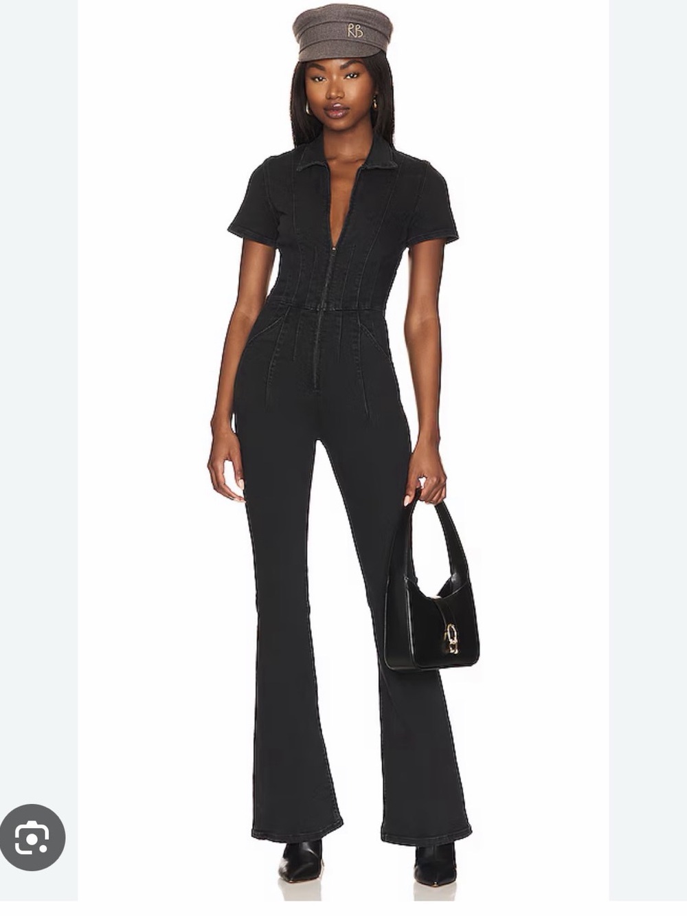 Free people Wide Leg Jumpsuit Black corduroy